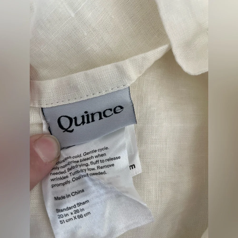 Quince European Linen Double Flange Duvet Cover Set Full Queen Ivory